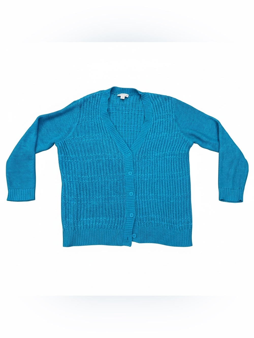 VTG Coldwater Creek Sweater
Women's 1X Teal Cardigan Nylon
Blend‎ Stretch Y2K
